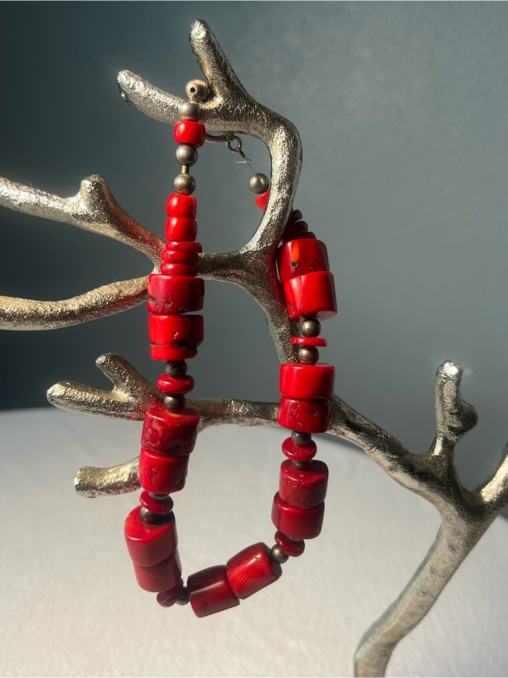 Vintage Estate Red Coral Bead Necklace Natural Coral Statement Necklace SW